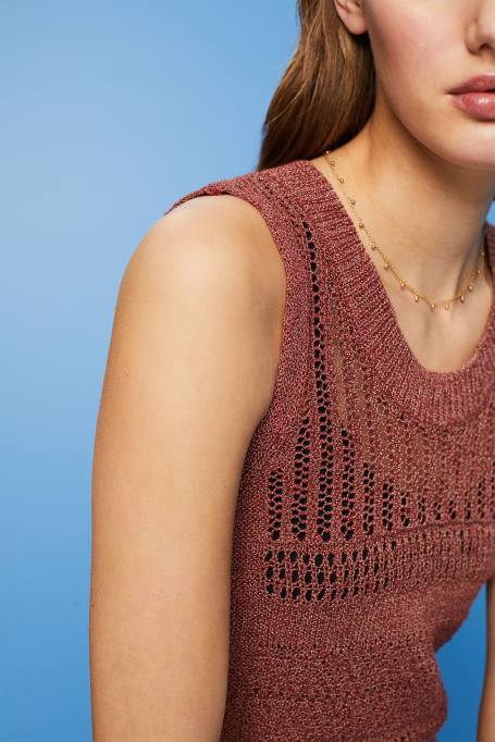 Esprit kampsunid naised terrakota Mouline varrukateta kampsun, puuvillasegu Z24R106