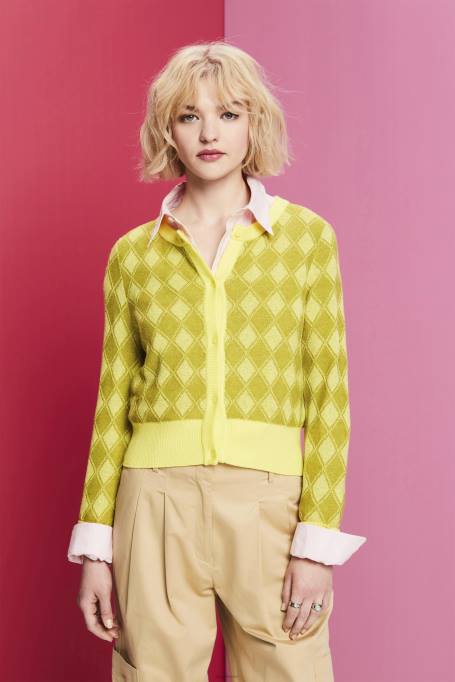 Esprit kampsunid naised valge argyle kardigan Z24R85