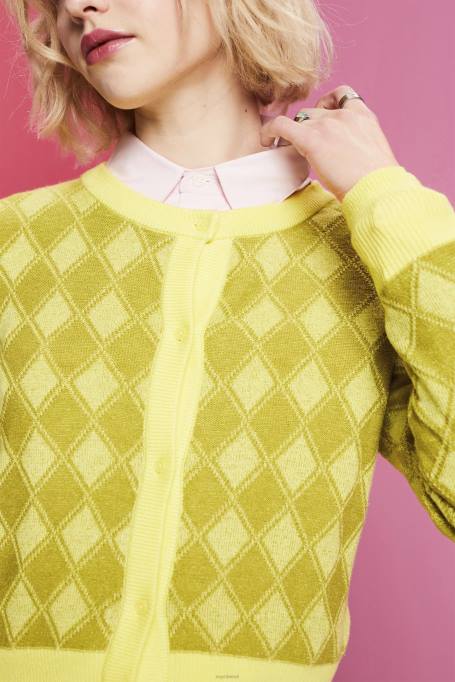 Esprit kampsunid naised valge argyle kardigan Z24R85