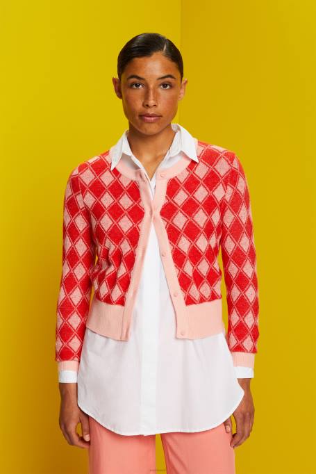 Esprit kampsunid naised valge argyle kardigan Z24R86