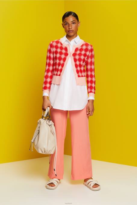 Esprit kampsunid naised valge argyle kardigan Z24R86