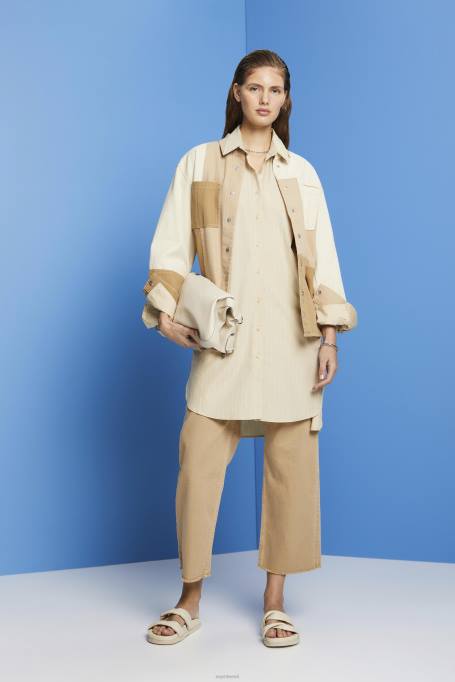 Esprit Kleidid naised beež triibuline särkkleit, 100% puuvill Z24R278