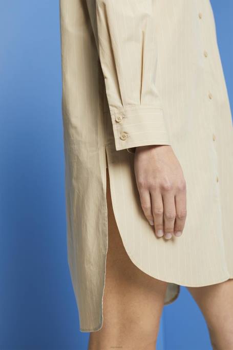 Esprit Kleidid naised beež triibuline särkkleit, 100% puuvill Z24R278