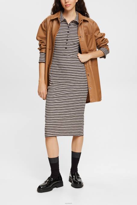 Esprit Kleidid naised hele taupe triibuline polokleit Z24R434