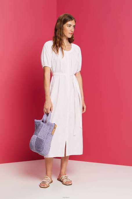 Esprit Kleidid naised heleroosa midi särkkleit seotava vööga, puuvillasegu Z24R129