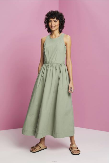 Esprit Kleidid naised kahvatu khaki puuvillane midi kleit Z24R184