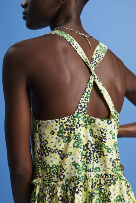 Esprit Kleidid naised kollane trükitud midi kleit Z24R237