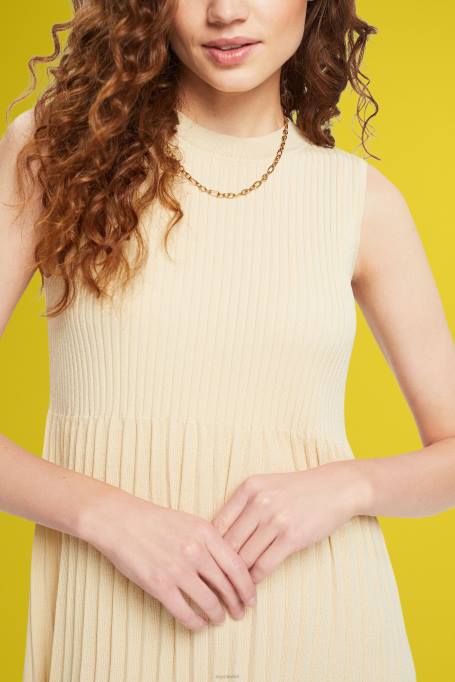 Esprit Kleidid naised liiv plisseeritud istme ja lainelise kleit Z24R383