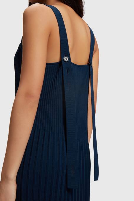 Esprit Kleidid naised merevägi plisseeritud rihmaga kleit Z24R388