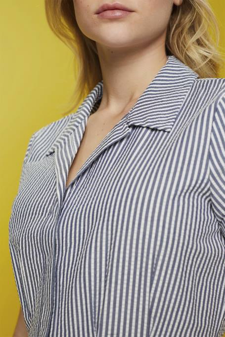 Esprit Kleidid naised merevägi seersucker särkkleit, 100% puuvill Z24R179