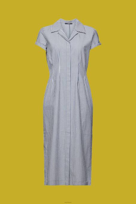 Esprit Kleidid naised merevägi seersucker särkkleit, 100% puuvill Z24R179