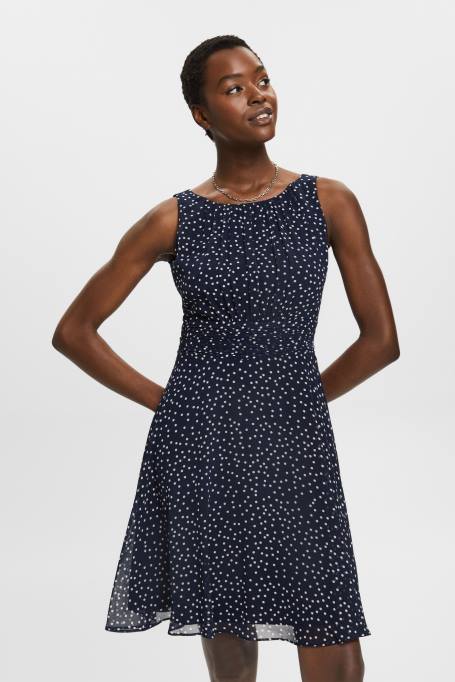 Esprit Kleidid naised merevägi taaskasutatud: vöökohaga šifoonist kleit Z24R67