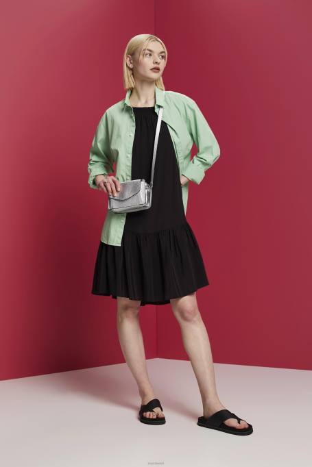 Esprit Kleidid naised must rihmaga kleit smockiga, tencel Z24R202