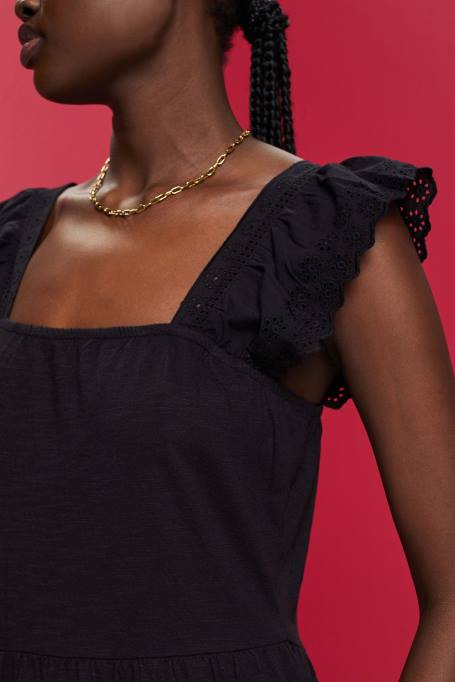 Esprit Kleidid naised must tikitud pitsvarrukatega trikookleit Z24R59