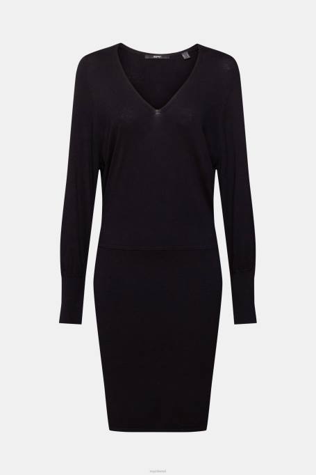 Esprit Kleidid naised must varrukatega kootud kleit, lenzing ecovero Z24R442