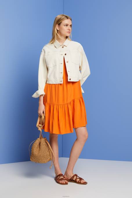 Esprit Kleidid naised oranž rihmaga kleit smockiga, tencel Z24R116