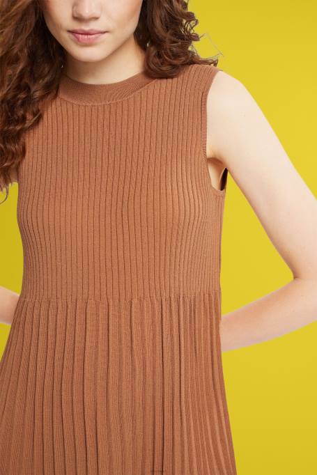 Esprit Kleidid naised pruun plisseeritud istme ja lainelise kleit Z24R382