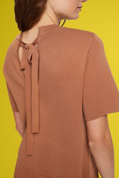 Esprit Kleidid naised pruun plisseeritud peplum kleit Z24R488