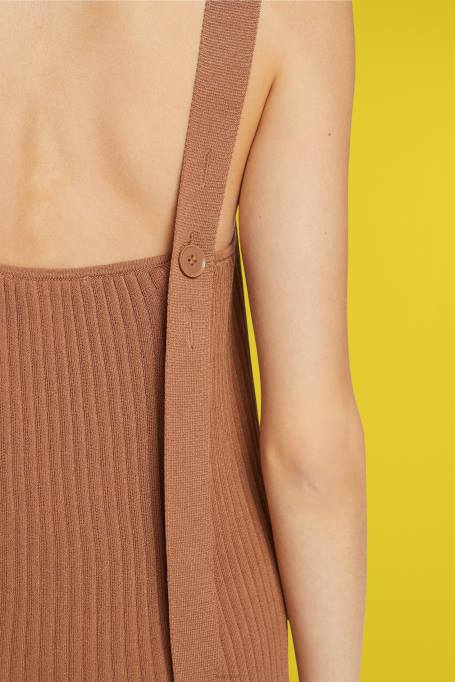 Esprit Kleidid naised pruun plisseeritud rihmaga kleit Z24R491