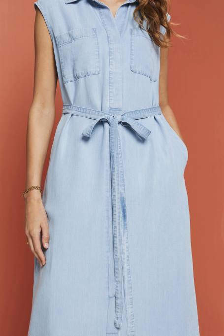 Esprit Kleidid naised sinine hele pesu kootud kleidid Z24R181