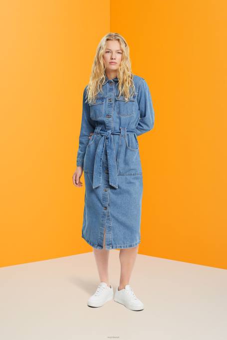 Esprit Kleidid naised sinine hele pesu teksakleit lipsuvööga Z24R394