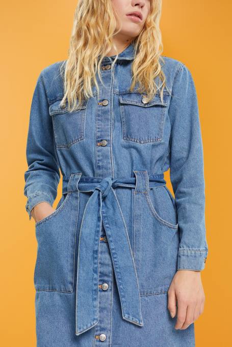 Esprit Kleidid naised sinine hele pesu teksakleit lipsuvööga Z24R394