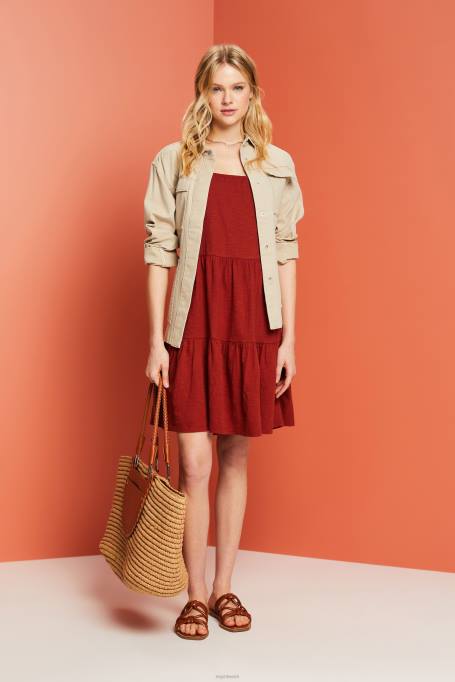 Esprit Kleidid naised terrakota tikitud pitsvarrukatega trikookleit Z24R60