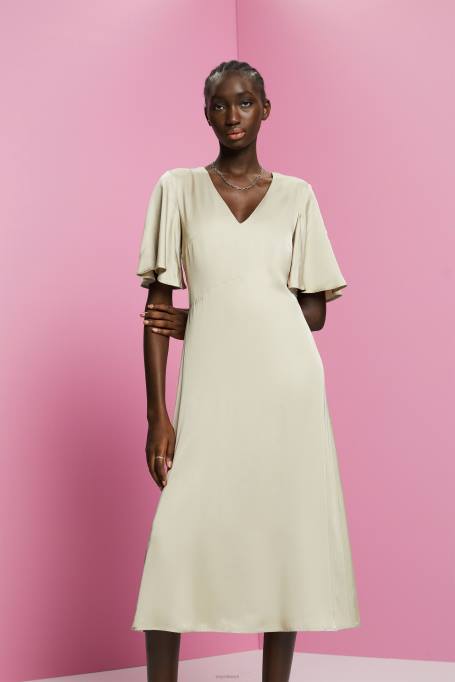 Esprit Kleidid naised tolmune roheline satiinist midi kleit Z24R55