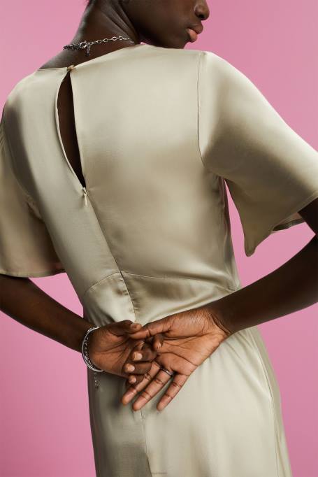 Esprit Kleidid naised tolmune roheline satiinist midi kleit Z24R55