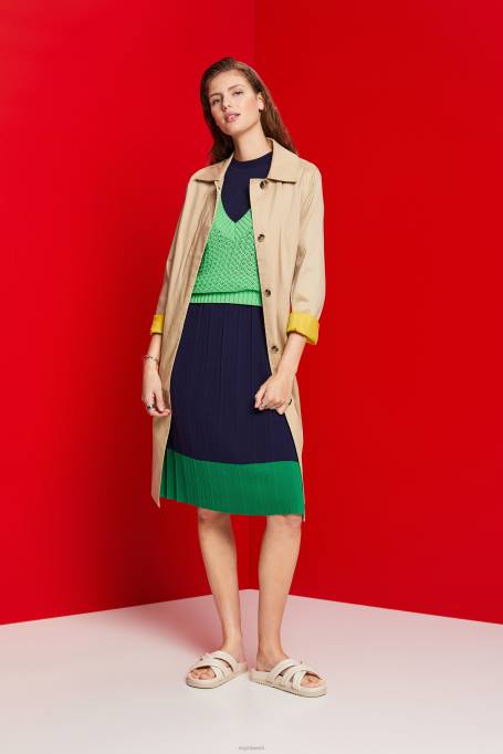 Esprit Kleidid naised tumesinine plisseeritud ja varrukateta kaelusega maksikleit Z24R123