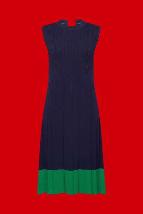 Esprit Kleidid naised tumesinine plisseeritud ja varrukateta kaelusega maksikleit Z24R123