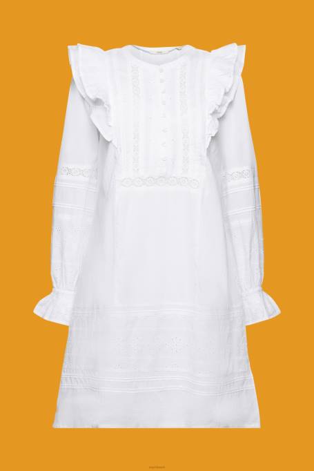 Esprit Kleidid naised valge puuvillasest pitsist põlvini kleit Z24R111