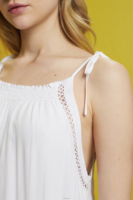 Esprit Kleidid naised valge rihmaga kleit smockiga, tencel Z24R203