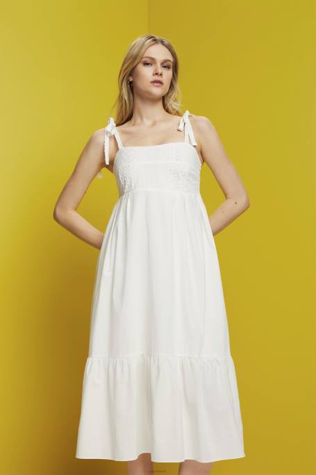 Esprit Kleidid naised valge tikandiga midikleit, lenzing ecovero Z24R205