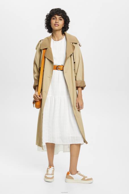 Esprit Kleidid naised valkjas kerge õhupallivarrukatega midikleit Z24R294