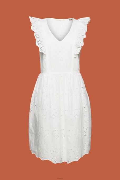 Esprit Kleidid naised valkjas puuvillane pitskleit Z24R191