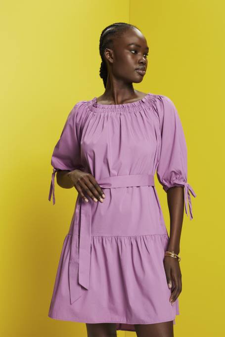 Esprit Kleidid naised violetne õlgadeta popliinist minikleit Z24R180