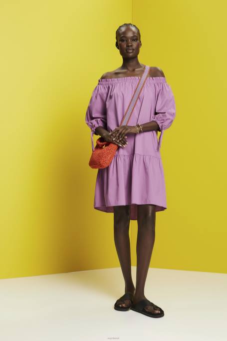 Esprit Kleidid naised violetne õlgadeta popliinist minikleit Z24R180