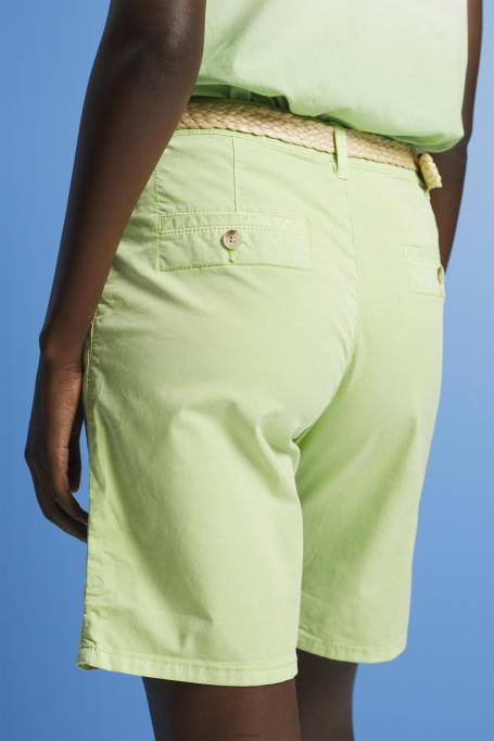 Esprit lühikesed püksid naised tsitrusviljade roheline põimitud raffia vööga lühikesed püksid Z24R263