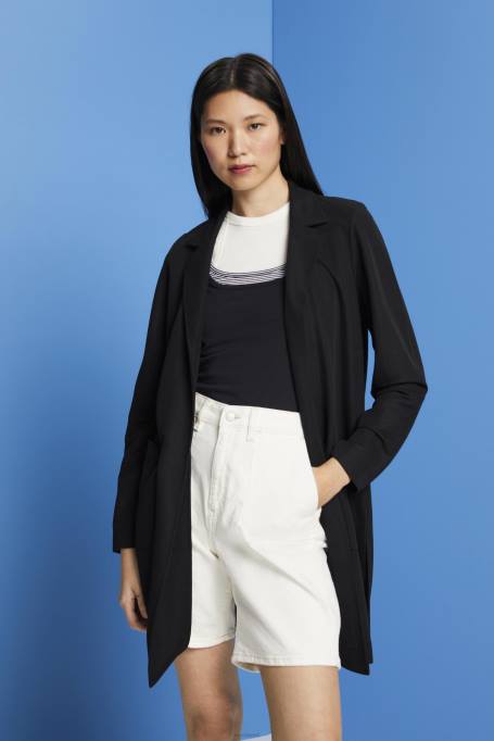 Esprit mantlid naised must pikk jersey bleiser, lenzing ecovero Z24R240