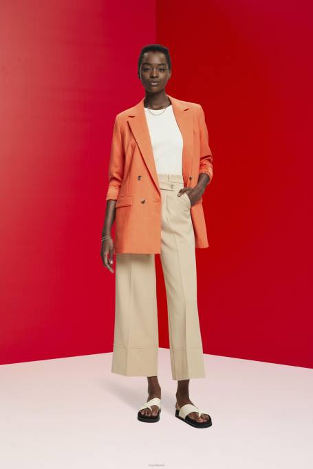 Esprit mantlid naised oranž punane ülisuur kaherealine bleiser Z24R313