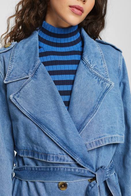 Esprit mantlid naised sinine hele pesu teksast trentšmantel Z24R486