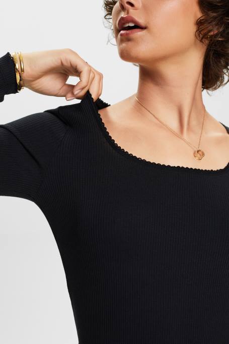 Esprit pikk varrukas naised must soonik pikkade varrukatega topp Z24R88