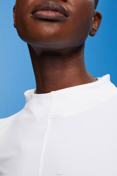 Esprit pikk varrukas naised valge paadikaelusega pikkade varrukatega topp Z24R369