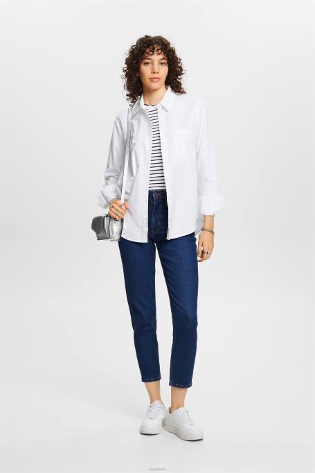 Esprit pikk varrukas naised valge pikkade varrukatega kaelusega topp Z24R34