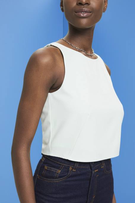 Esprit pluusid naised hele vesiroheline kärbitud varrukateta pluus Z24R309