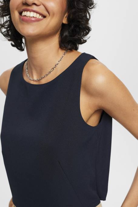 Esprit pluusid naised merevägi kärbitud varrukateta pluus Z24R310