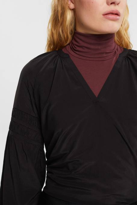 Esprit pluusid naised must smokeeritud detailidega pluus, lenzing ecovero Z24R370