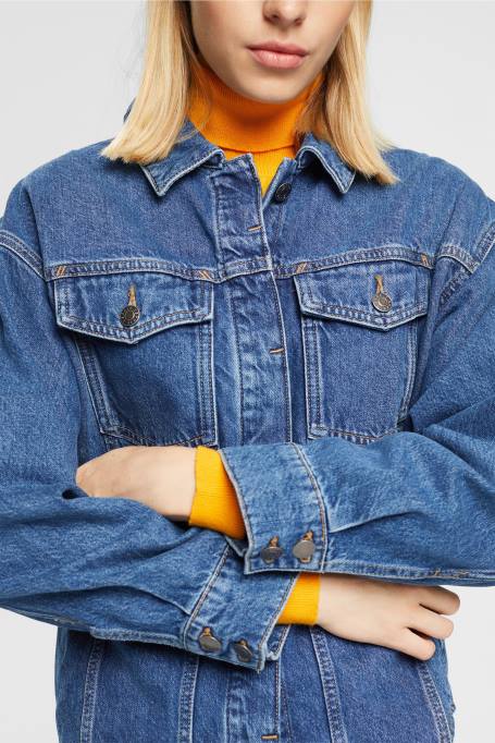 Esprit pluusid naised sinine keskmine pesu denimpluus Z24R396