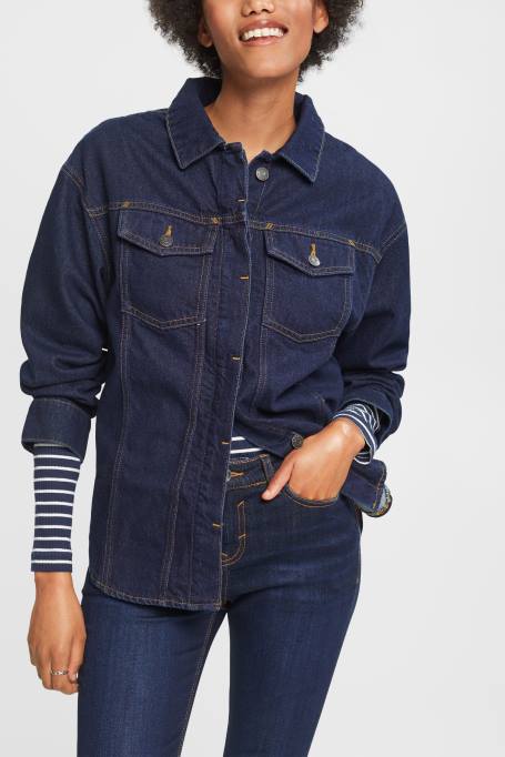 Esprit pluusid naised sinine loputus denimpluus Z24R395